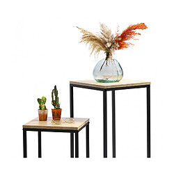 Avis SET DE 2 SELLETTES TABLE BASSE DECORE TABLE D'APPOINT CONSOLE EN BOIS ET MÉTAL NOIR 34X34XH74CM ET 30X30XH54CM+Urban Living