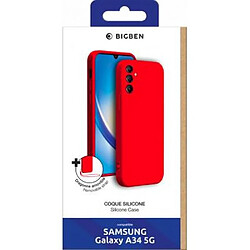 Bigben Coque pour Samsung Galaxy A34 5G Silicone + dragonne assortie Rouge