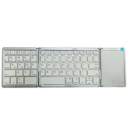 General Clavier pliable, mini clavier de voyage rechargeable, clavier Bluetooth sans fil portable pliable avec souris tactile sensible, pour Windows iOS Android Mac,(argent)