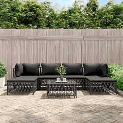 vidaXL Salon de jardin 7 pcs avec coussins anthracite acier