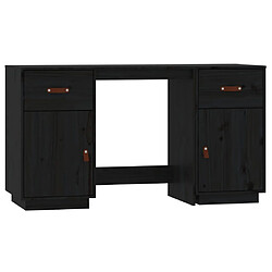 vidaXL Bureau avec armoires Noir 135x50x75 cm Bois massif de pin