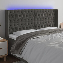 Maison Chic Tête de lit scandinave à LED,meuble de chambre Gris foncé 203x16x118/128 cm Velours -MN49600