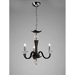 Luminaire Center Suspension Nardini 3 Ampoules chrome poli/marron foncé Faux cuir/cristal