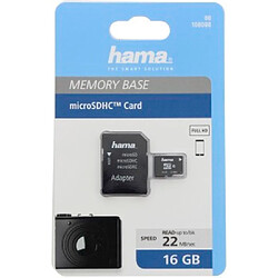 Hama microSDHC 16GB Class 10 22 MB/s + adaptateur/photo