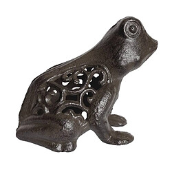 L'Héritier Du Temps Grenouille à Poser Décoration Animale Statuette Sculpture en Fonte Patinée Marron 8,50x10x11cm