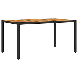 vidaXL Table de jardin et dessus en bois d'acacia noir résine tressée