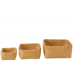 Dansmamaison Set De 3 Panier CarrŽs En Bambou Naturel