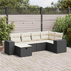 vidaXL Salon de jardin 6 pcs avec coussins noir résine tressée