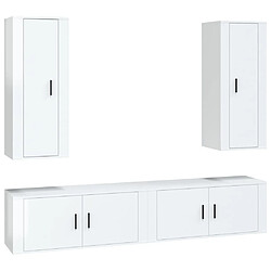 Maison Chic Ensemble de meubles TV 4 pcs pour salon - Blanc brillant Bois d'ingénierie -MN71247