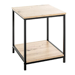 Pegane Table d'appoint en bois coloris chêne clair et métal coloris noir -longueur 40 x profondeur 40 x hauteur 50 cm