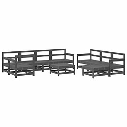 Avis Maison Chic Salon de jardin 10 pcs + coussins - Mobilier/Meubles de jardin - Table et chaises d'extérieur gris bois massif -MN71510