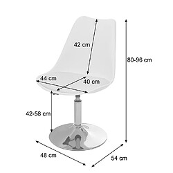 Avis Mendler Chaise pivotante Malmö T501, chaise de cuisine, réglable en hauteur, similicuir ~ blanc, socle chromé