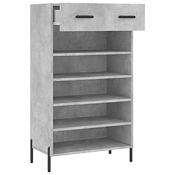 Maison Chic Armoire à Chaussures Gris béton,Meuble de Rangement à Chaussures 60x35x105 cm bois d'ingénierie -MN61494 pas cher