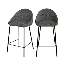 Rendez Vous Deco Chaise de bar mi-hauteur Misty effet laine bouclette grise 65 cm (lot de 2)