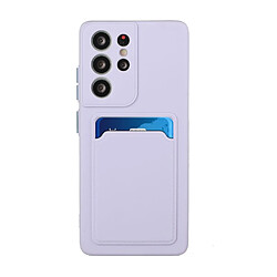 Coque en TPU Qualité avec porte-carte violet clair pour votre Samsung Galaxy S21 Ultra 5G