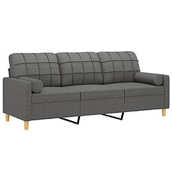 Avis Maison Chic Canapé 3 places avec oreillers,Sofa de Salon,Canapé droit gris foncé 180 cm tissu -GKD267045