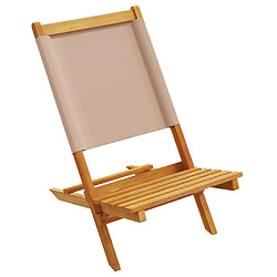 Avis vidaXL Chaises de jardin lot de 2 taupe bois d'acacia massif et tissu