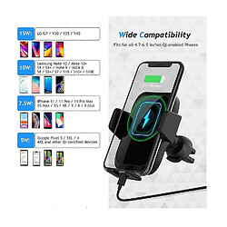 Avis Chrono Chargeur de voiture sans fil, support de téléphone à charge rapide Qi 15W pour grille d'aération de voiture et tableau de bord/pare-brise, support de voiture/socle à serrage automatique compatible pour S20/S10, série iPhone 11/12 (noir)