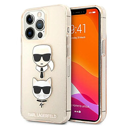 karl lagerfeld klhcp13lkctuglgo iphone 13 pro / 13 6,1" zloty/gold coque dur glitter karl`s & choupette