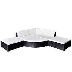 Maison Chic Salon de jardin 6 pcs + coussins - Mobilier/Meubles de jardin - Table et chaises d'extérieur Résine tressée Noir -MN36239