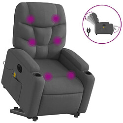 vidaXL Fauteuil inclinable de massage électrique Gris foncé Tissu