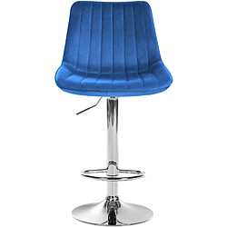 Decoshop26 Lot de 2 tabourets de bar réglable en hauteur pivotant à 360° assise en tissu bleu couture verticale pied métal chromé 10_0004426 pas cher