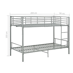 vidaXL Lit superposé sans matelas gris métal 90x200 cm pas cher