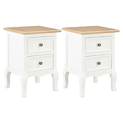 Maison Chic Lot de 2 Tables de chevet,Table de nuit,Table d'appoint pour salon blanc 35x30x49 cm MDF -MN87456