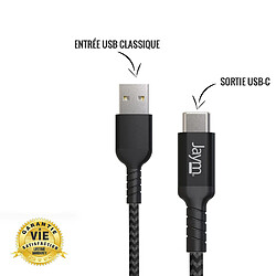 Avis Jaym - Cable Premium 2,50 m - USB-A vers USB-C - Garanti à Vie - Ultra renforcé - Longueur 2,5 mètres - Pour Android et appareils USB-C