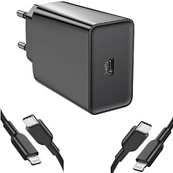 Chargeur USB-C Noir 20W + 2 Cables pour iPhone 14 / 13 / 12 / 11 / PRO / MINI / MAX Little Boutik®