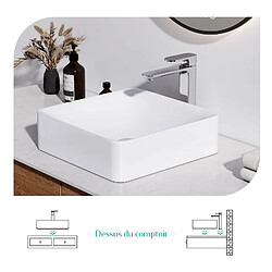 Avis EMKE Lavabo rectangulaire en céramique, Vasque à Poser en céramique, blanc brillant - 59,5 x 39,5 x 12 cm