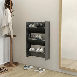 Maison Chic Armoire à Chaussures murale,Meuble de Rangement à Chaussures Gris brillant 60x18x90 cm Aggloméré -MN32004