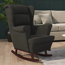 Maison Chic Fauteuil à bascule et pieds,Fauteuil pour relax en bois massif d'hévéa Noir Velours -MN94895