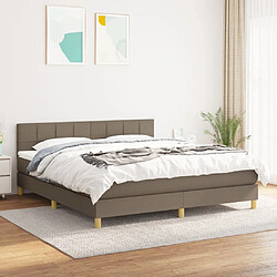 Maison Chic Lit adulte- Lit + matelas,Sommier à lattes de lit avec matelas Taupe 180x200 cm Tissu -GKD93559