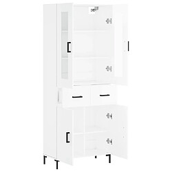 Avis vidaXL Buffet haut Blanc brillant 69,5x34x180 cm Bois d'ingénierie