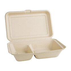 Avis Aps Boîtes 2 Compartiments avec Couvercle à Charnière Compostables en Bagasse 253mm - Lot de 200 - Fiesta Green