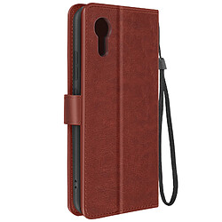 Avizar Étui pour Samsung Galaxy Xcover 7 Design Vintage Clapet Portefeuille Marron 