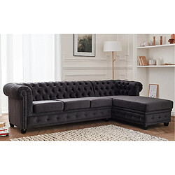 Lisa Design William - canapé Chesterfield d'angle droit - 4 places - en velours