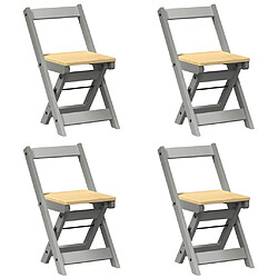 Decoshop26 Lot de 4 chaises de salle à manger pliables design rustique en bois de pin gris DEC026287