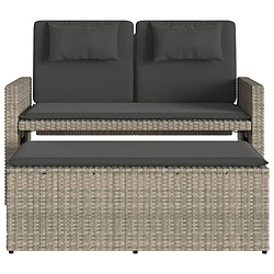 Maison Chic Banc inclinable de jardin et coussins | Banc d'extérieur | Chaise gris clair résine tressée -GKD93313 pas cher