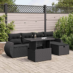 vidaXL Salon de jardin 6 pcs avec coussins noir résine tressée