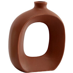 Sil Vase en grès Oval 16 cm marron.