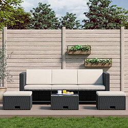 vidaXL Salon de jardin 4 pcs avec coussins Résine tressée Noir