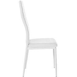 Avis Decoshop26 Lot de 6 chaises de salle à manger design simple en synthétique blanc avec couture cadre en métal noir CDS10297