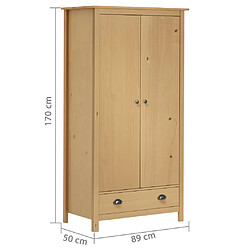 vidaXL Garde-robe à 2 portes Hill 89x50x170 cm Bois de pin solide pas cher