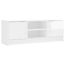 Maison Chic Meuble TV scandinave - Banc TV pour salon blanc brillant 102x30x37,5 cm bois d'ingénierie -MN21494