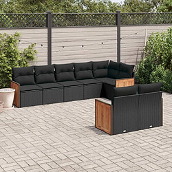 Maison Chic Ensemble Tables et chaises d'extérieur 8 pcs avec coussins,Salon de jardin noir résine tressée -GKD414253