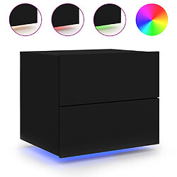 vidaXL Table de chevet murale avec lumières LED noir