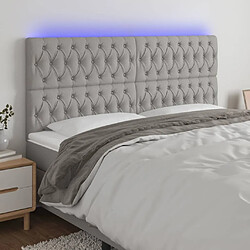 Maison Chic Tête de lit scandinave à LED,meuble de chambre Gris clair 200x7x118/128 cm Tissu -MN13966