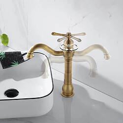 Robinet de Lavabo Rétro, Robinet Salle de Bain en Laiton Bronzé